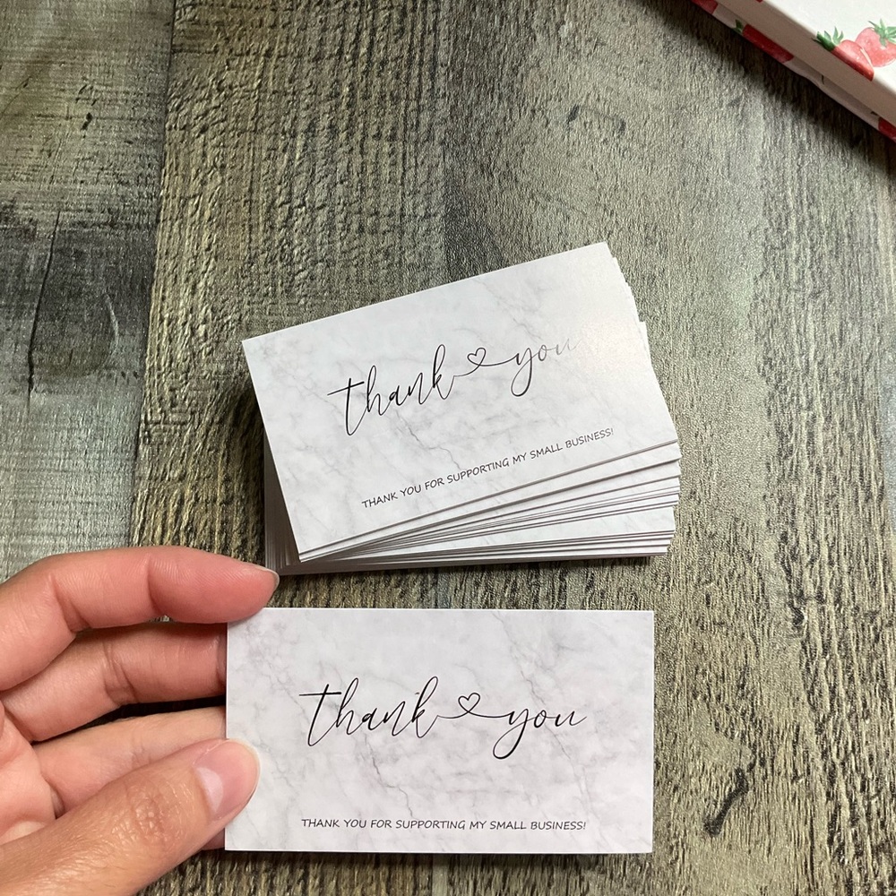 50 Thank You For Supporting My Small Business Cards Marble Print
